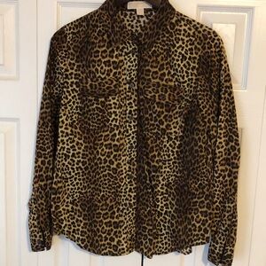 Michael Kors Leopard Print Button Down Shirt